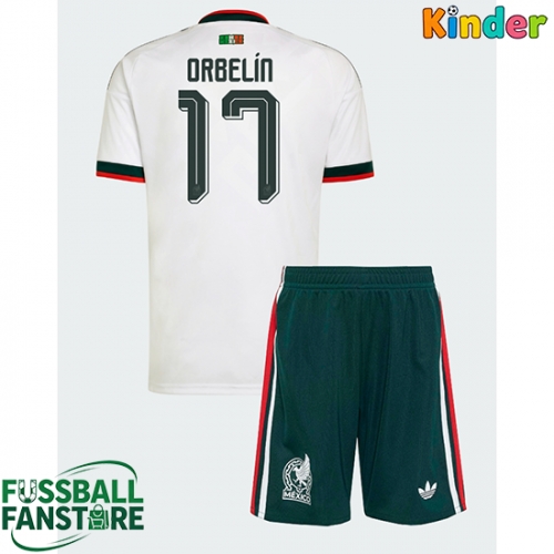 Mexiko Orbelin Pineda #17 Replik Auswärtstrikot Kinder WM 2026 Kurzarm (+ Kurze Hosen)